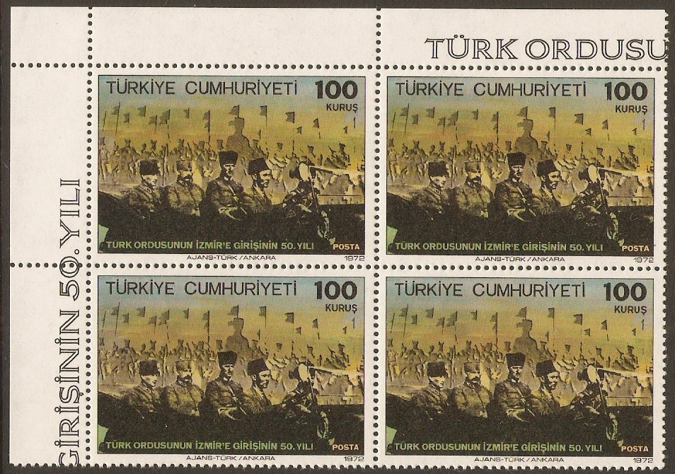 Turkey 1972 100k Commanders in Open Car Stamp. SG2428.