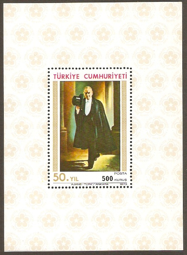 Turkey 1973 Kemal Ataturk Commemoration Sheet. SGMS2476.