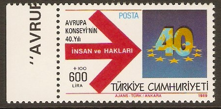 Turkey 1989 699l+100l Council of Europe Anniversary. SG3038.