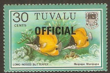 Tuvalu 1981 30c Fishes Official Stamps Series. SGO11