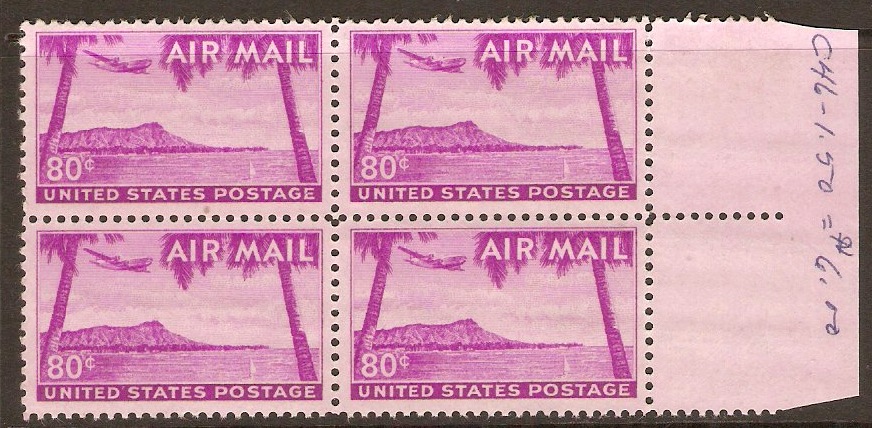 United States 1952 80c Bright purple Air Stamp. SGA1009.