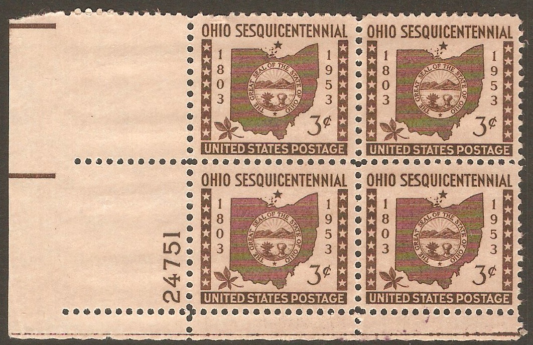 United States 1953 3c Ohio Anniversary stamp. SG1015.