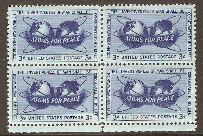 United States 1955 3c "Atoms for Peace". SG1072.