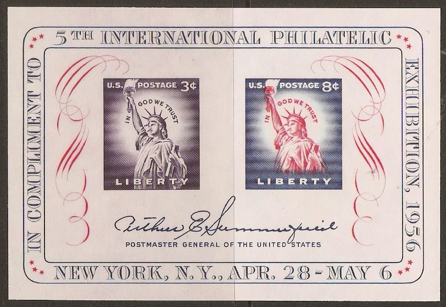 United States 1956 Statue of Liberty sheet. SGMS1077.
