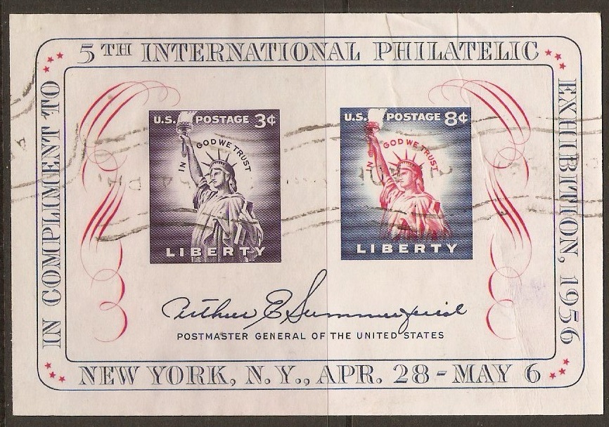 United States 1956 Statue of Liberty sheet. SGMS1077.