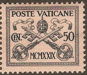 Vatican City 1929 50c Black on salmon. SG6