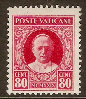 Vatican City 1929 80c Carmine. SG8