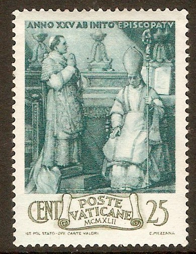 Vatican City 1943 25c Pope's Episcopal Jubilee series. SG88.