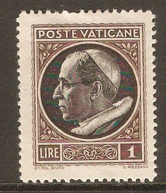 Vatican City 1945 1l Black and brown. SG102.