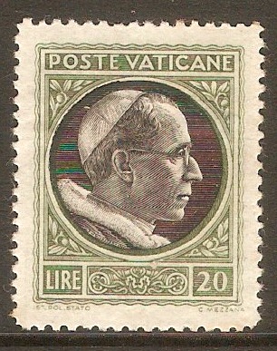 Vatican City 1945 20l Black and green. SG106.