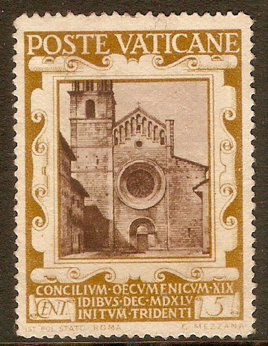Vatican City 1946 5c Sepia and olive-bistre. SG118.