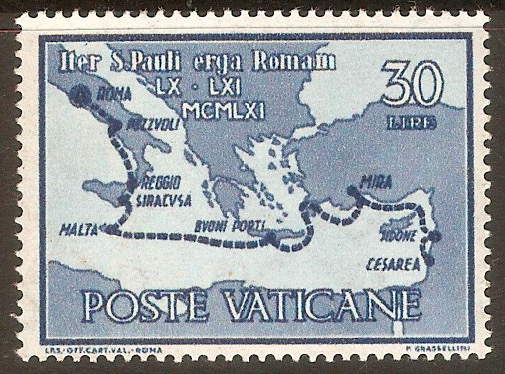 Vatican City 1961 30l St. Paul's Arrival series. SG349.