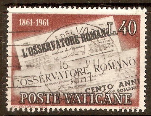 Vatican City 1961 40l Newspaper Anniversary series. SG352.