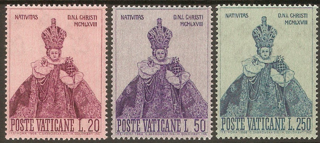 Vatican City 1968 Christmas set. SG516-SG518.