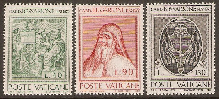 Vatican City 1972 Cardinal Bassarione set. SG588-SG590.