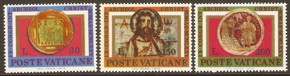 Vatican City 1975 Archaeological Congress set. SG640-SG642.