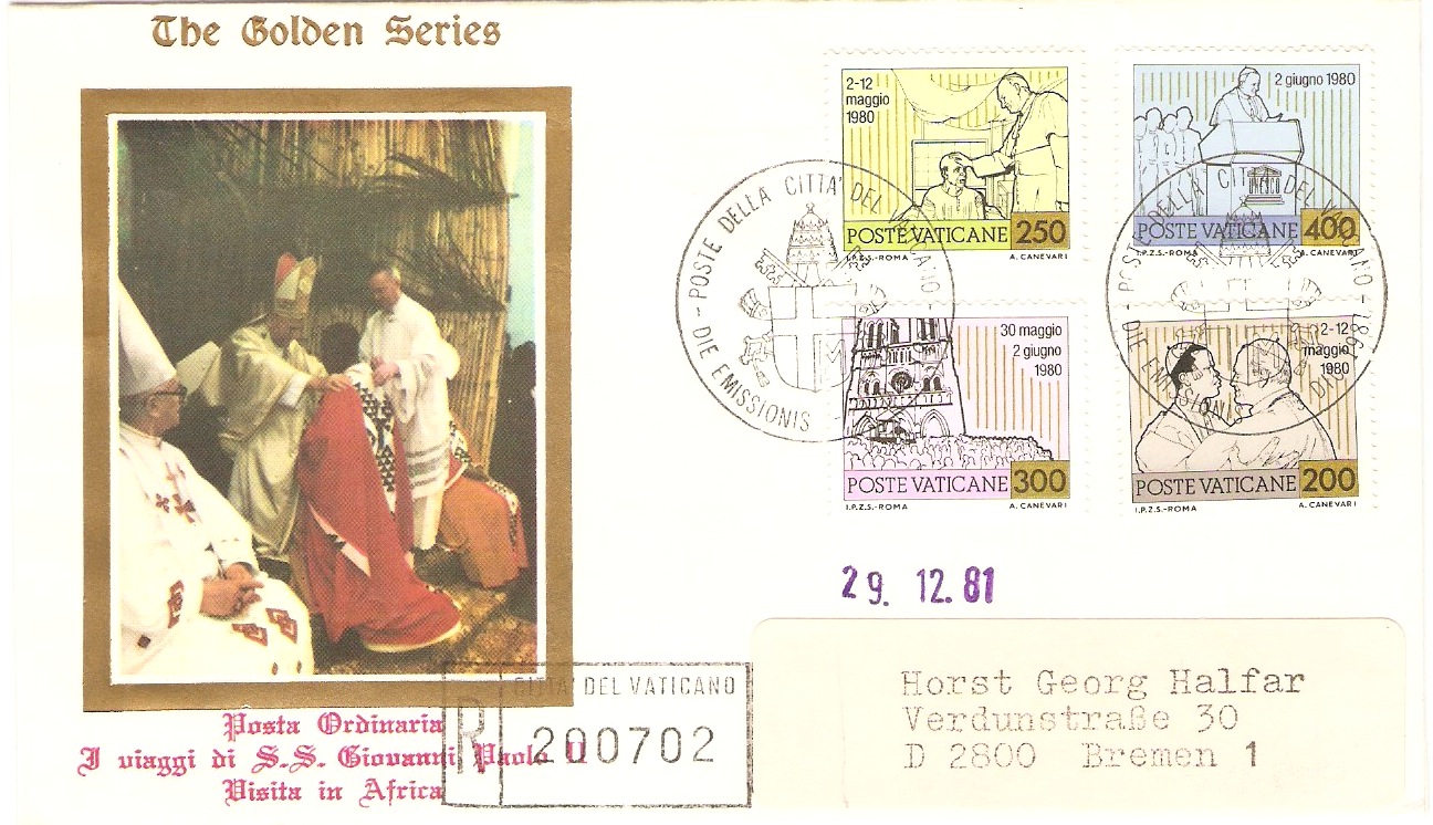 Vatican City 1981 Papal Travels Souvenir Cover