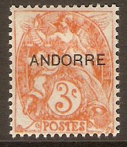 Andorra 1931 3c Orange. SGF4.