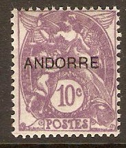 Andorra 1931 10c Lilac. SGF6.