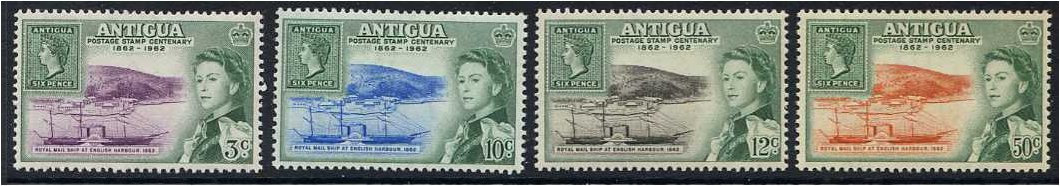 Antigua 1962 Stamp Centenary Set. SG142-SG145.