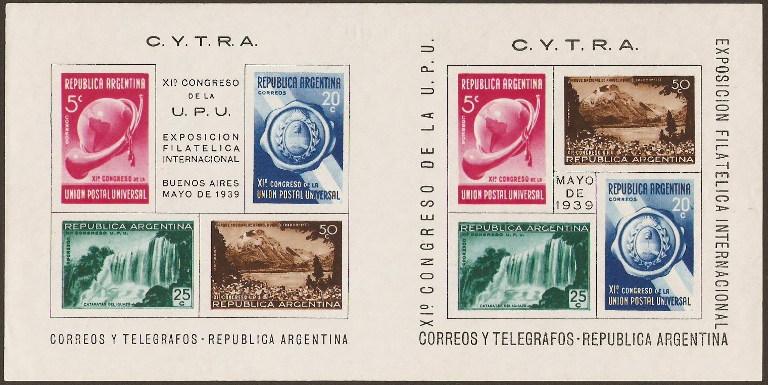 Argentina 1939 UPU Congress Sheet. SGMS686a.