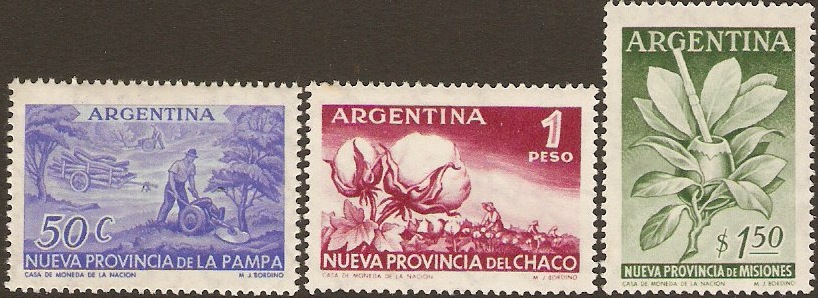 Argentina 1956 New Provinces Set. SG889-SG891.