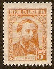Argentina 1956 5c yellow-brown. SG894.