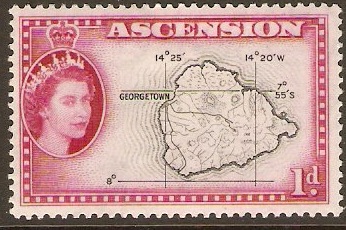 Ascension 1956 1d Black and magenta. SG58.