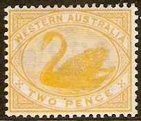 Western Australia 1898 2d Bright yellow. SG113.