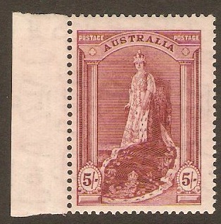 Australia 1937 5s Claret. SG176a.