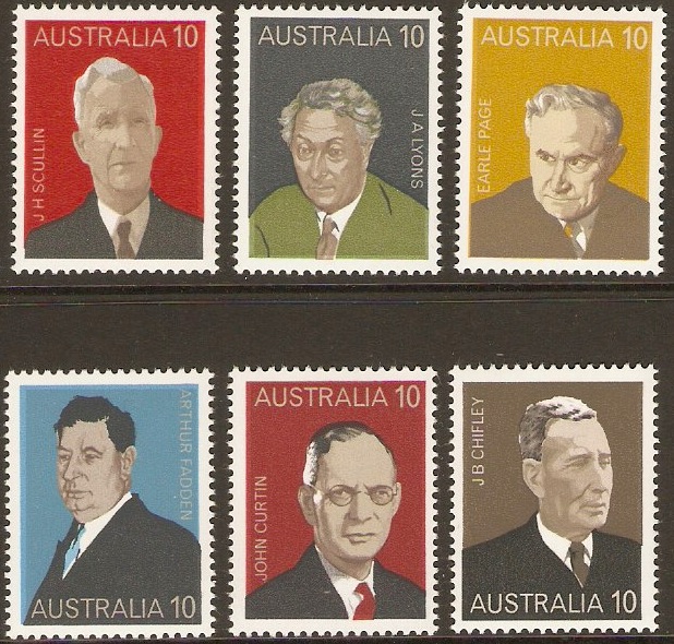 Australia 1975 Prime Ministers Set. SG590-SG595.
