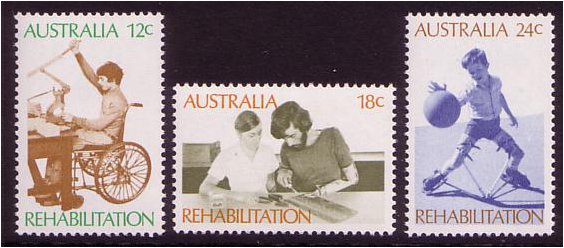 Australia 1972 Disabled Rehabilitation Stamps. SG514-SG516.