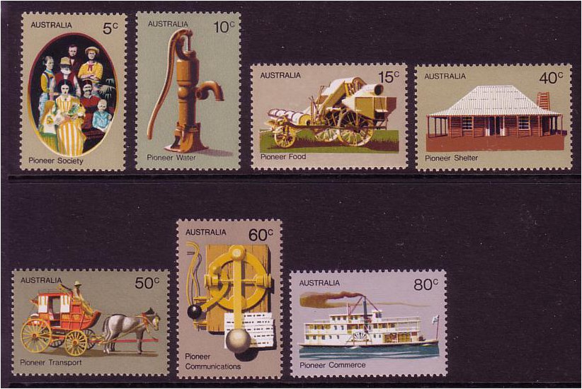 Australia 1972 Pioneer Life Stamps. SG523-SG529.