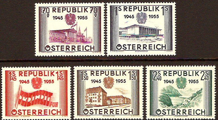 Austria 1955 10 years of Austrian Republic. SG1269-SG1273.