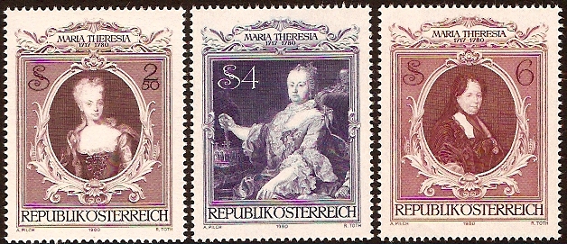 Austria 1980 Empress Maria Theresa Set. SG1868-SG1870.