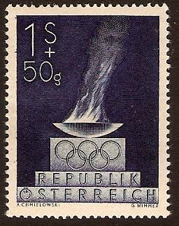 Austria 1948 1s.+50g Blue - Winter Olympic Games Fund. SG1087.