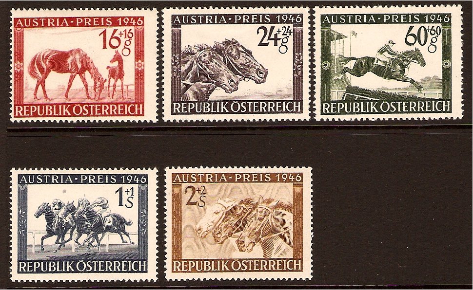 Austria 1946 Austria Prize Race Fund Set. SG986-SG990.