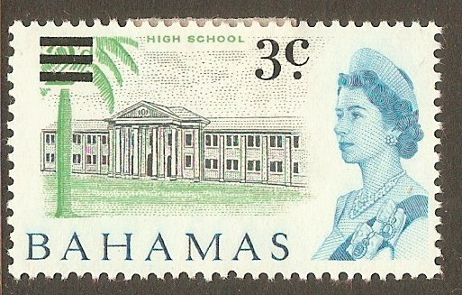 Bahamas 1966 3c on 2d Decimal series. SG275.