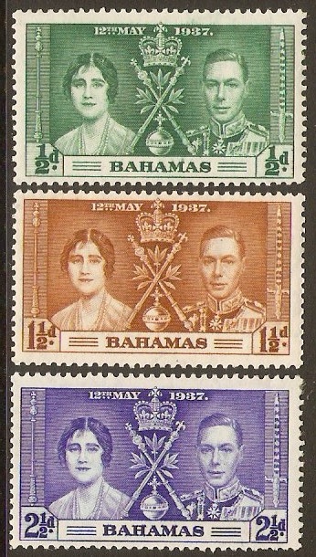 Bahamas 1937 Coronation Set. SG146-SG148.