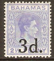 Bahamas 1940 3d on 2d Blue. SG161.