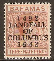 Bahamas 1942 1d Red-brown. SG164.