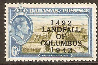 Bahamas 1942 6d Olive-green and light blue. SG169.
