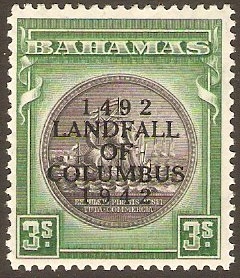 Bahamas 1942 3s Slate-purple and myrtle-green. SG173.