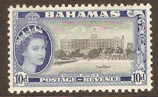 Bahamas 1954 10d Black and deep ultramarine. SG210a.