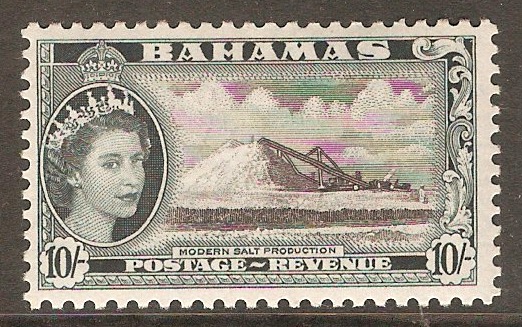 Bahamas 1954 10s Black and slate-black. SG215.