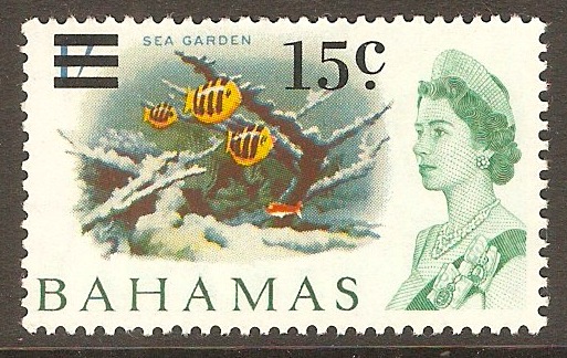 Bahamas 1966 15c on 1s Multicoloured. SG282.