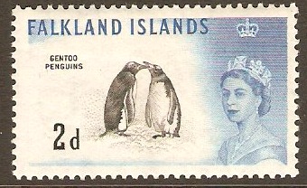 Falkland Islands 1960 2d Black and blue. SG195.