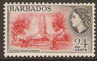 Barbados 1964 24c Rose-red and black. SG316.