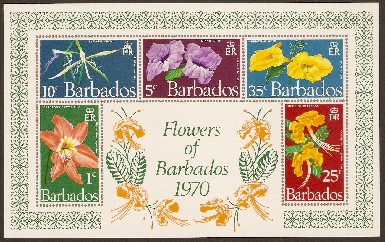 Barbados 1970 Orchids Sheet. SGMS424.