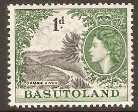 Basutoland 1954 1d Grey-black and bluish green. SG44.